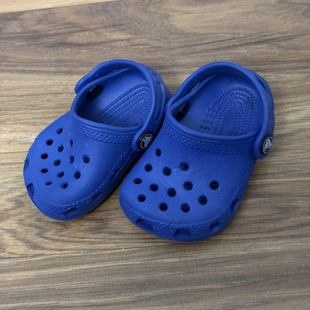 Crocs Baby Boys C3 Dk Blue Slip On Shoes Clogs EUC